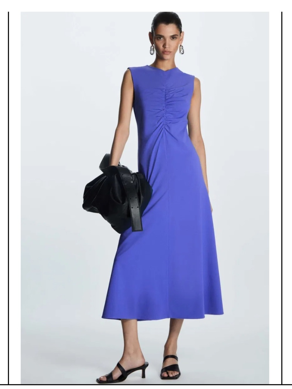 COS Sleeveless Ruched Midi Dress in Violet Blue